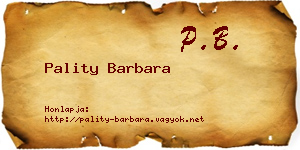 Pality Barbara névjegykártya